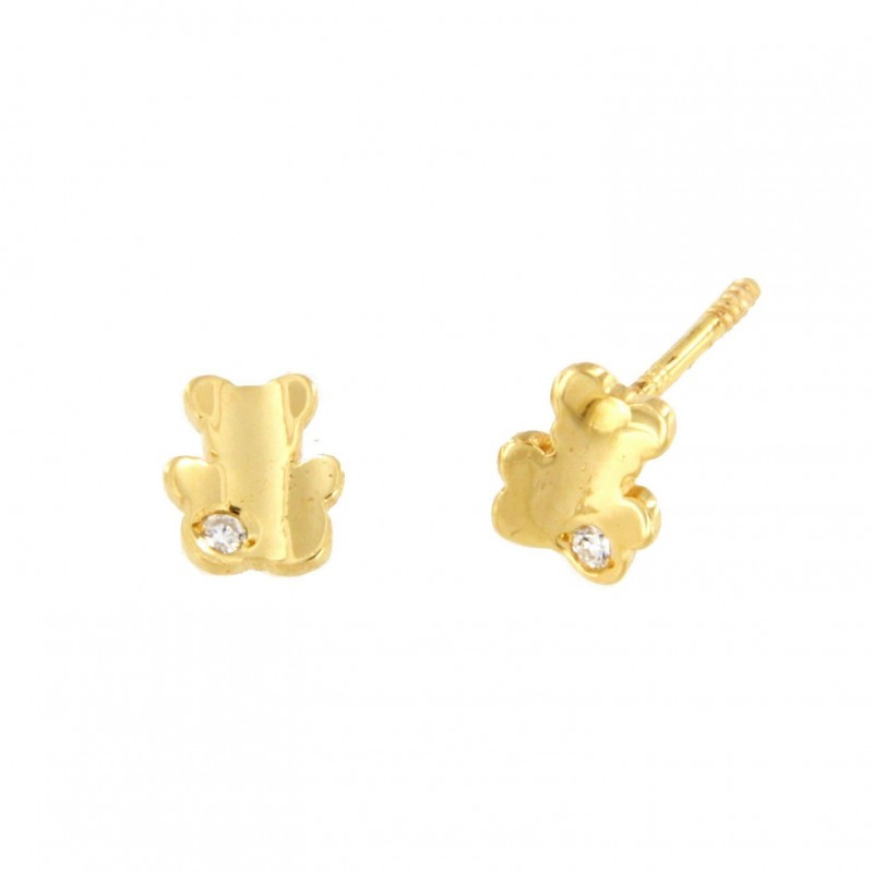 Pendientes diamantes osito oro amarillo