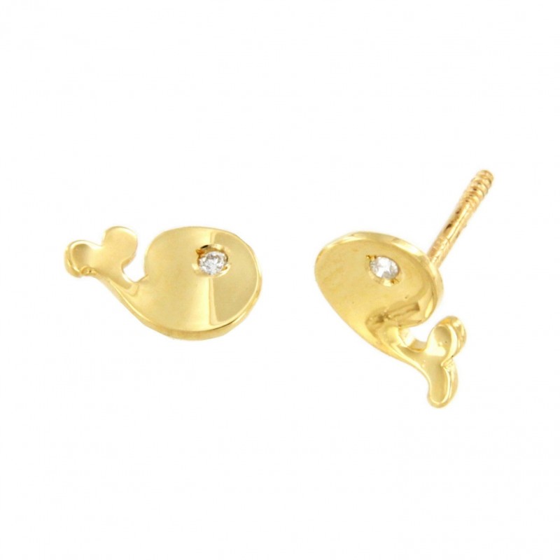 Pendientes diamantes ballena oro amarillo 18K [26-11391-P]