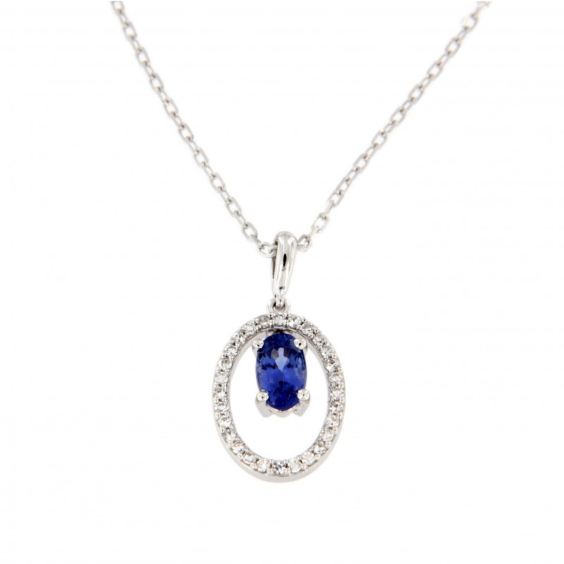 Colgante diamantes zafiro con cadena oro blanco 18k [76-9180021-z ]