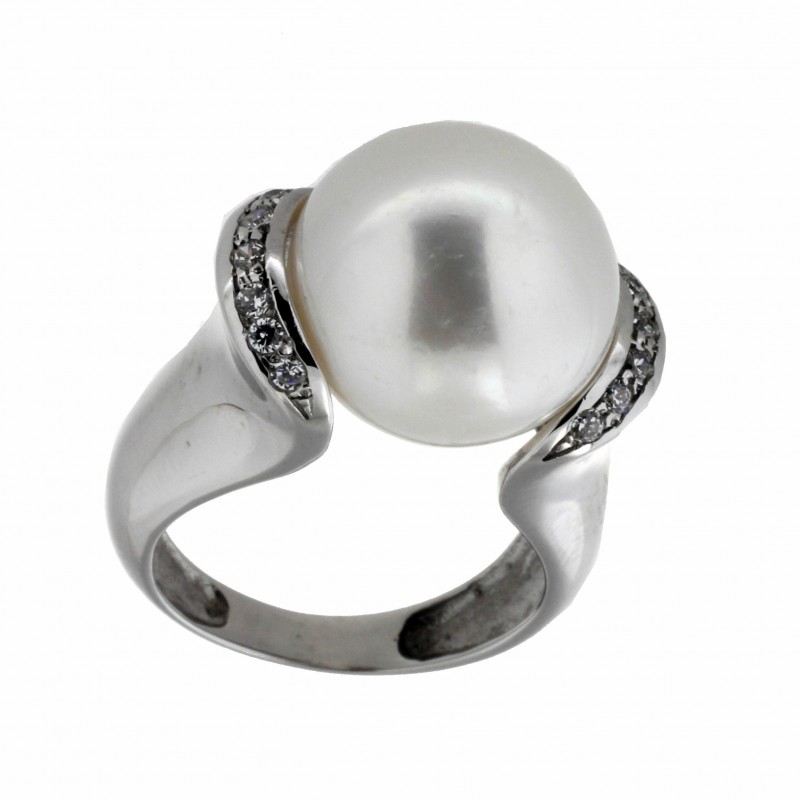 Sortija perla oro blanco
