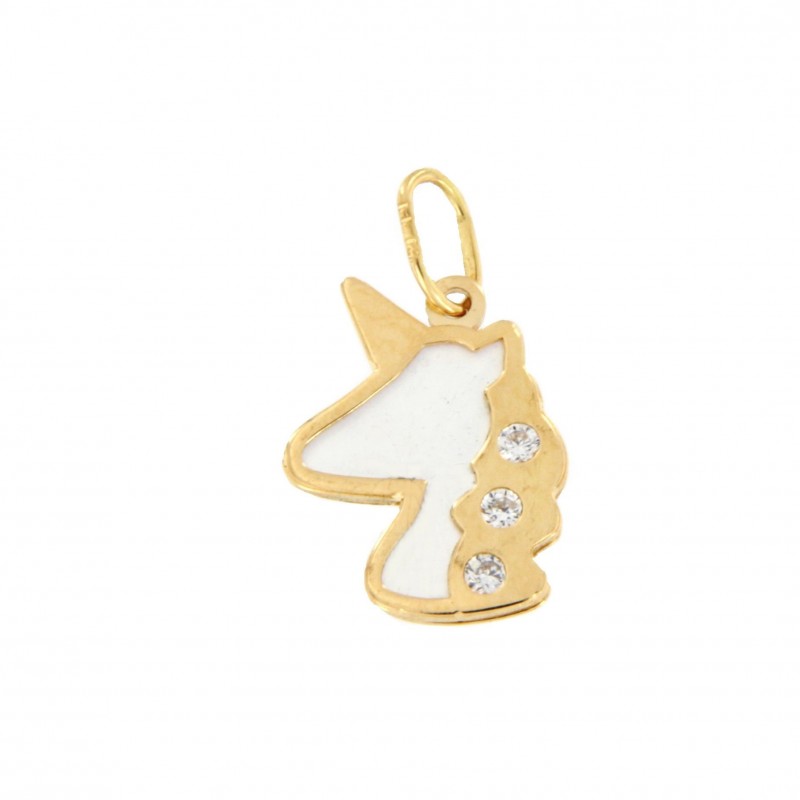 Colgante nacar unicornio oro amarillo 18k [27-12124 ]