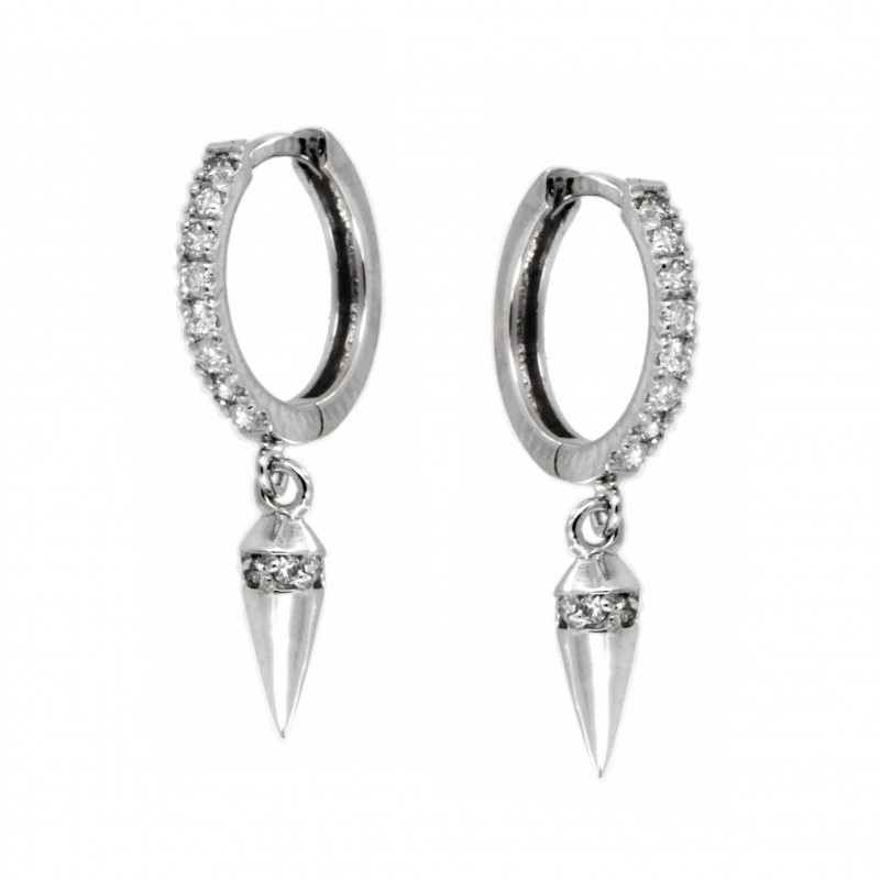 Pendientes aro diamantes oro blanco oro 18k [26-11125-1-p]