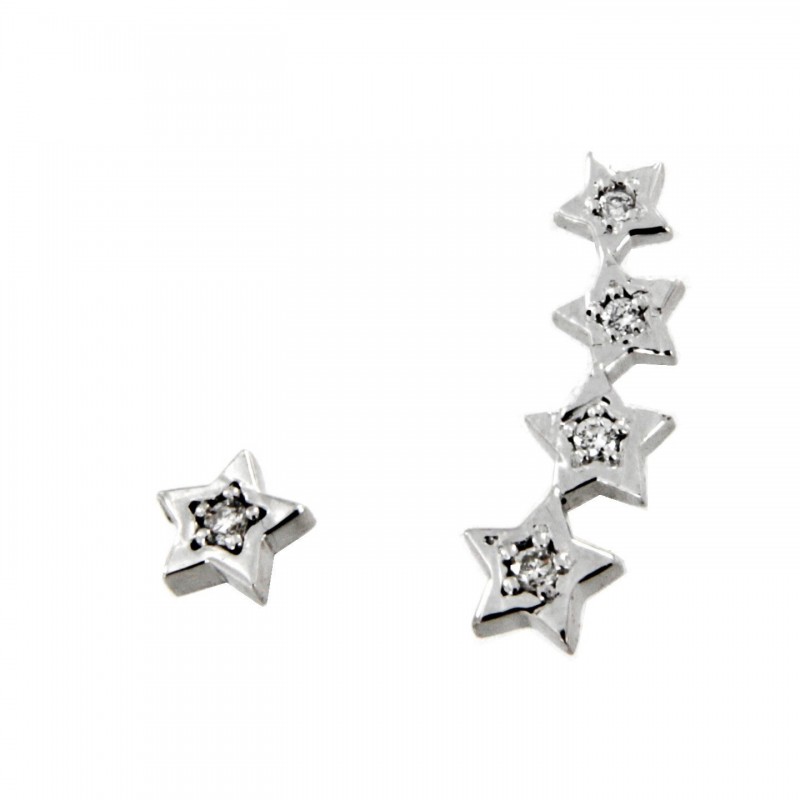 Pendientes diamantes estrella trepador oro blanco 18K [88-3607-B-P]