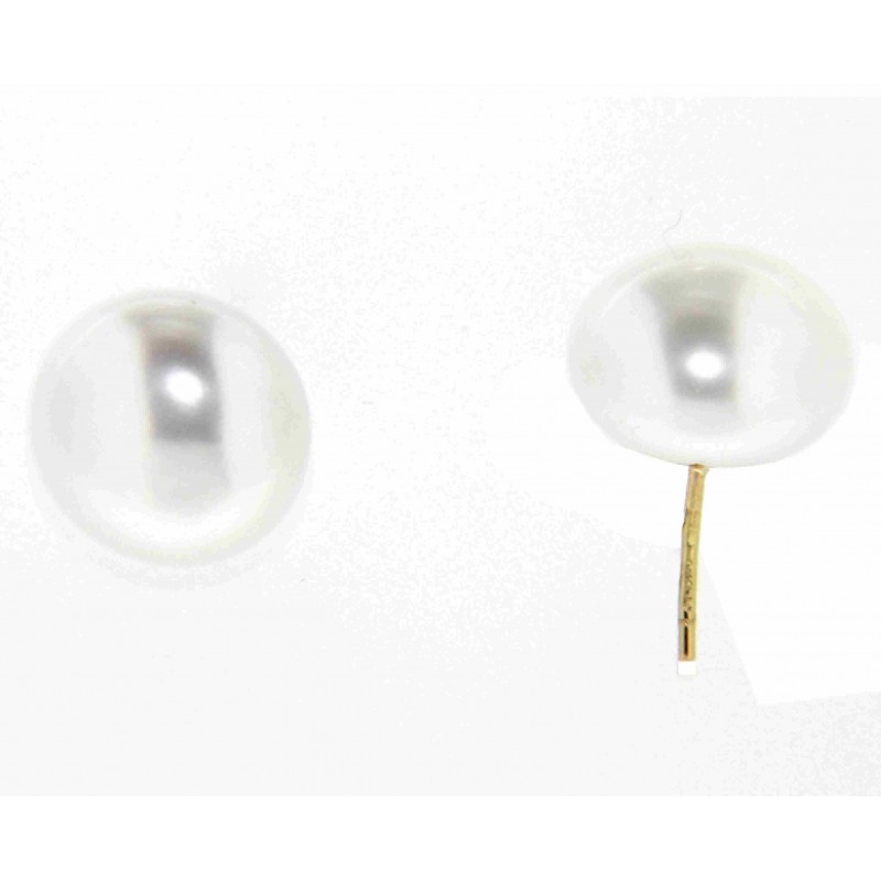 Pendientes perla boton oro amarillo 18K [27-7210-11-P]