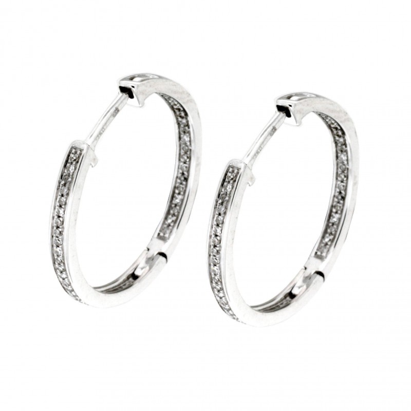 Pendientes diamantes aro oro blanco 18K [80-2280049-P]