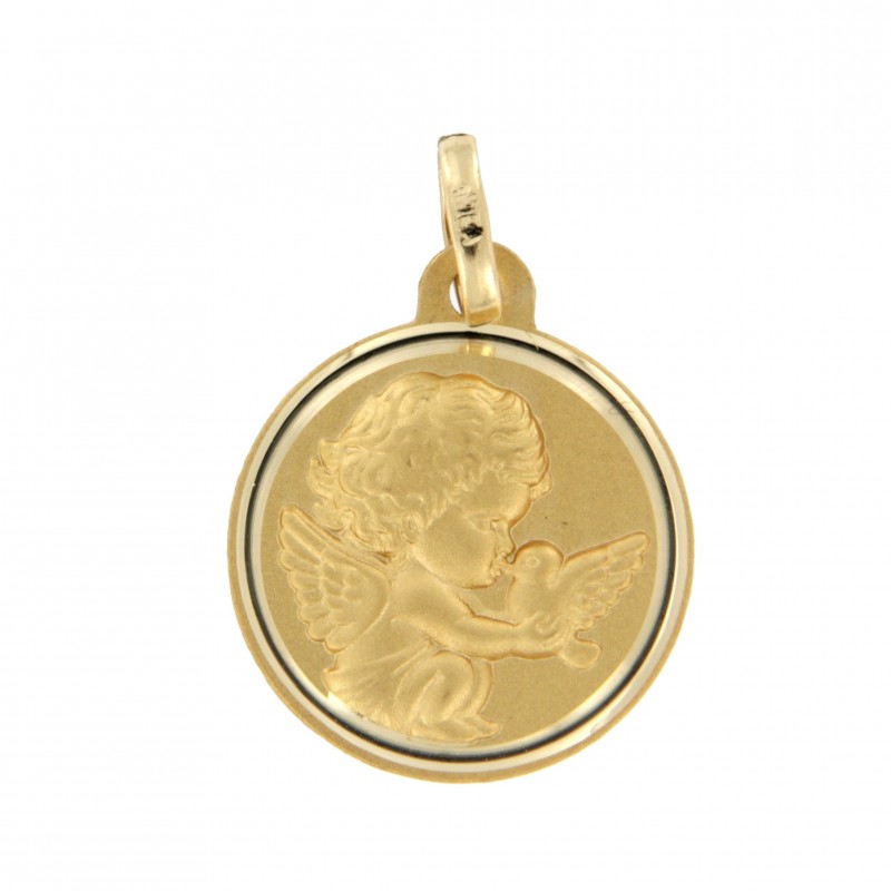 Medalla angelito con pajaro oro 18k [21-9350-116]