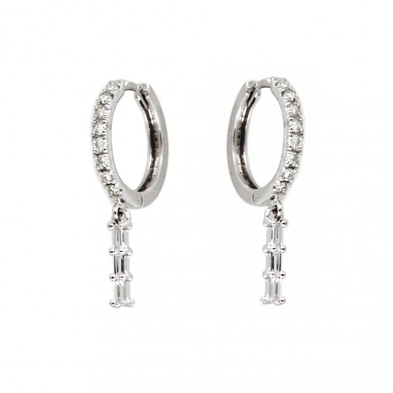 Pendientes aro diamantes oro blanco oro 18k [26-11183-1-p]
