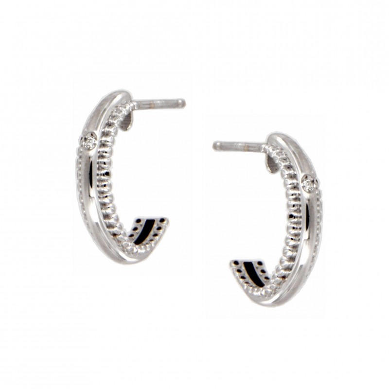 Pendientes aro diamantes oro blanco oro 18k [26-11539-1-p]