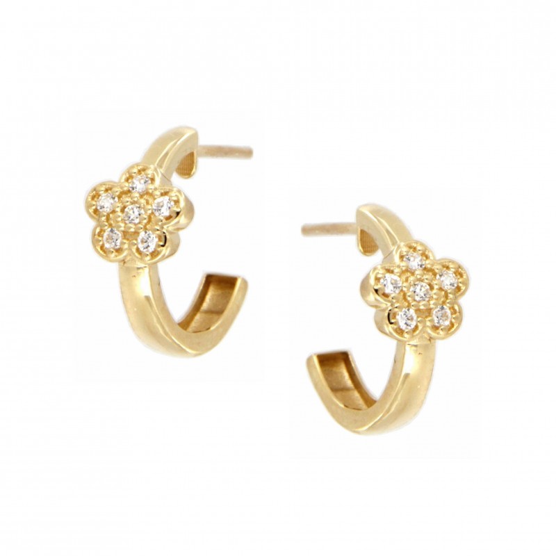 Pendientes aro flor oro 18k [26-11541-p]