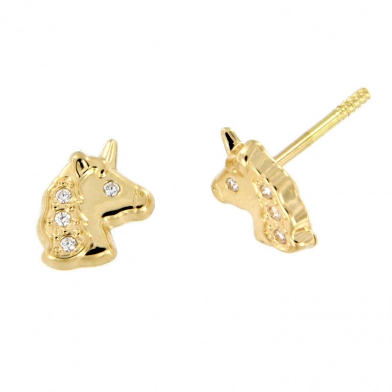Pendientes unicornio oro amarillo 18K [3-56367-P]