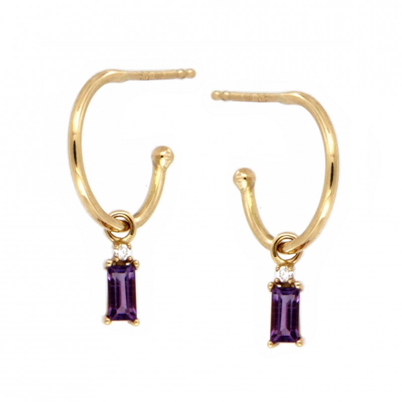 Pendientes aro amatista oro 18k [88-3797-am-p]