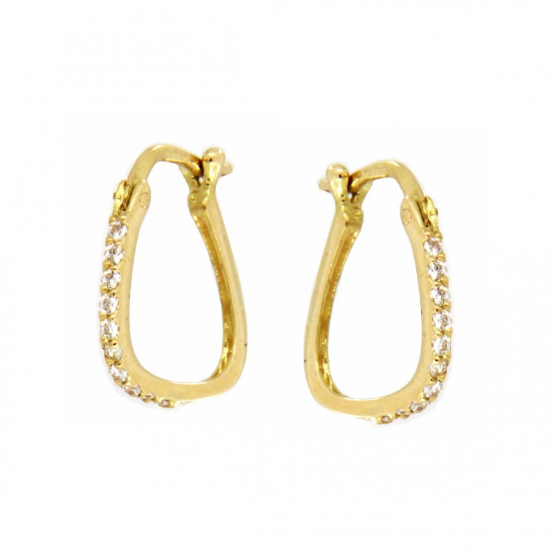 Pendientes aro circonitas cuadrado oro 18k [90-7716-p]
