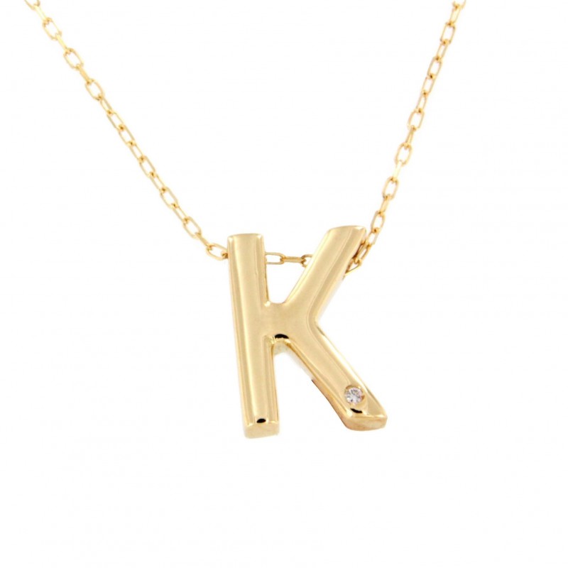 Colgante diamantes letra k con cadena oro amarillo 18k [26-10074-k ]