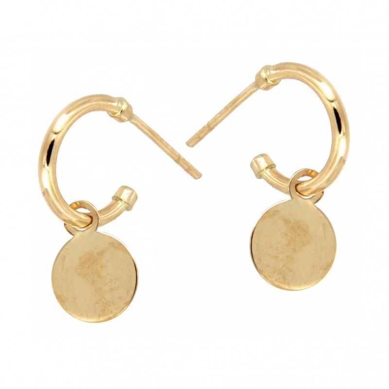 Pendientes aro disco oro 18k [35-10748-10chp]