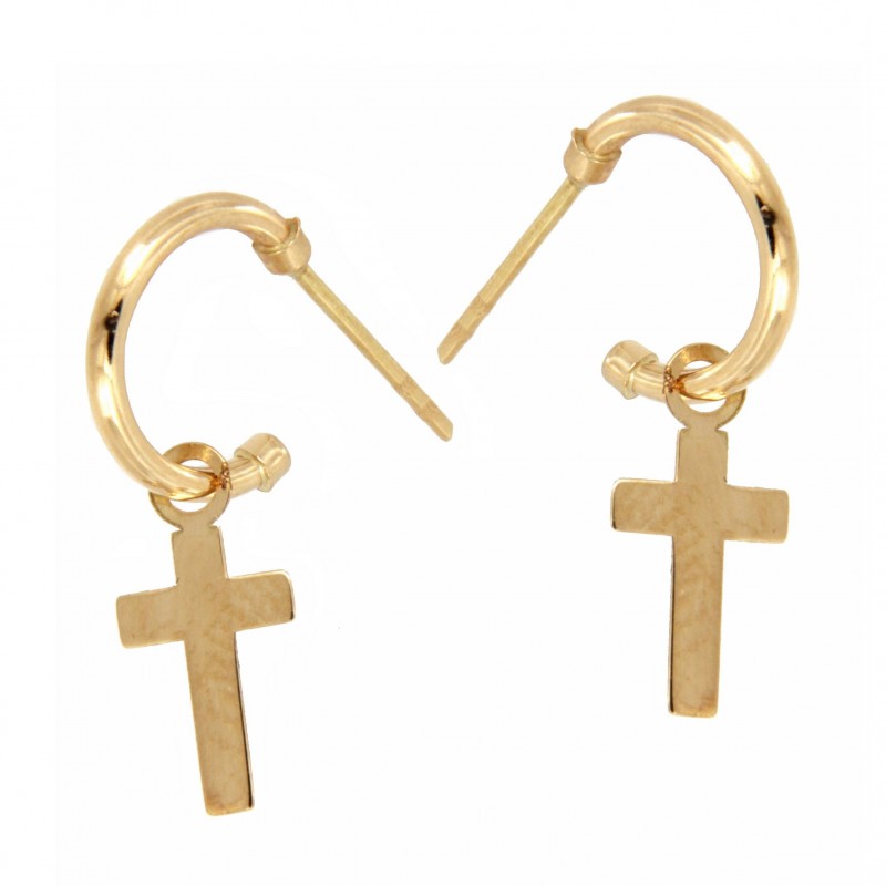 Pendientes aro cruz oro 18k [35-10748-10crp]