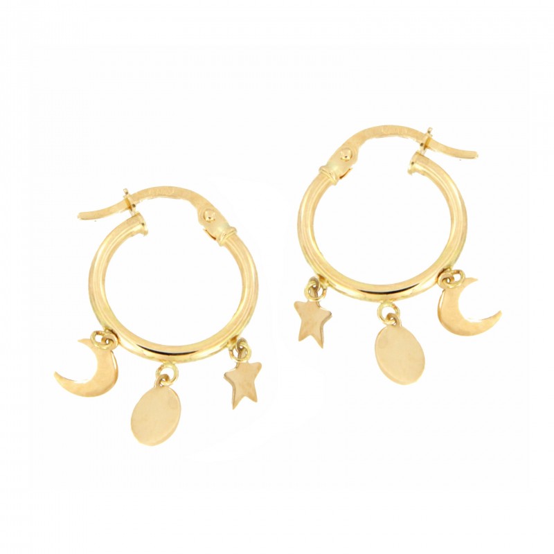 Pendientes aro estrella disco luna