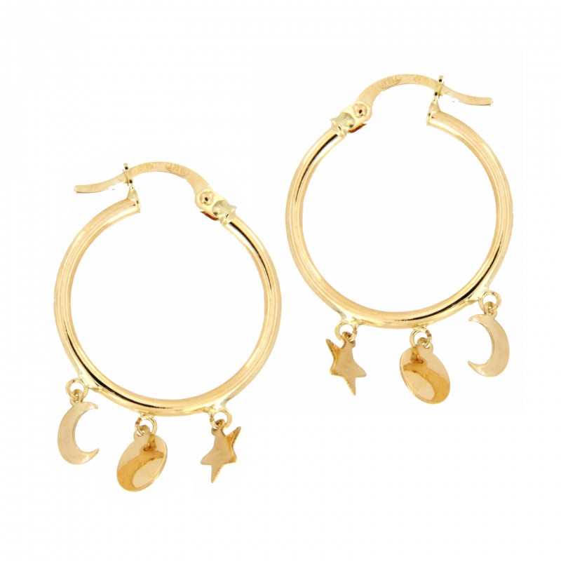 Pendientes aro estrella disco luna