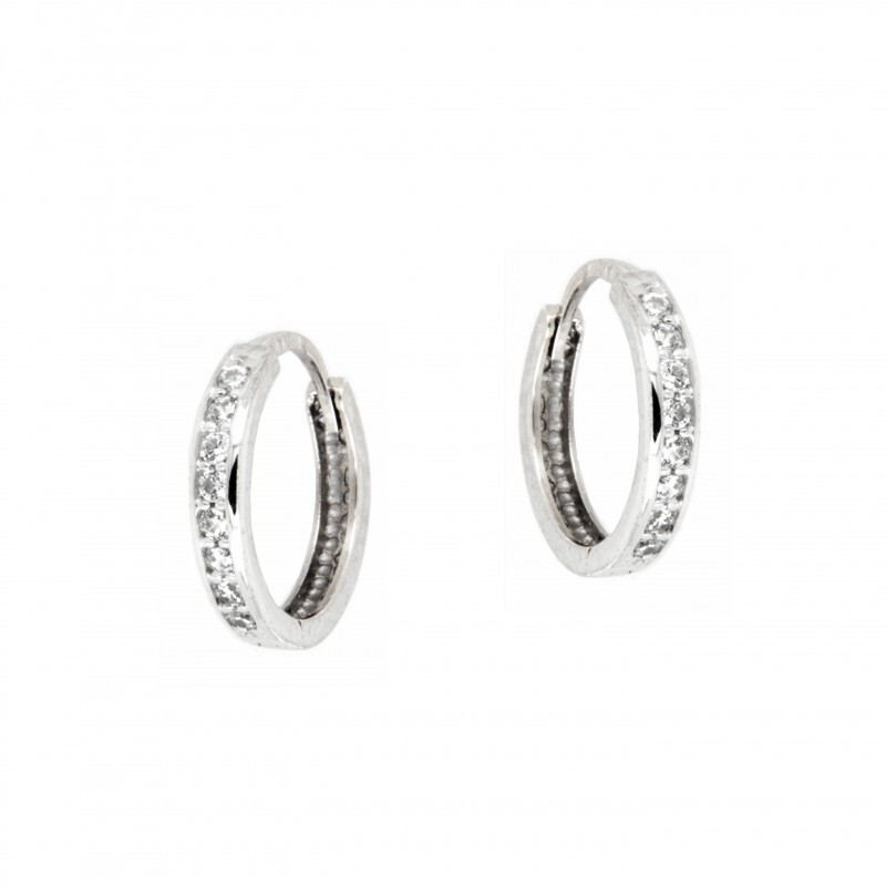 Pendientes aro circonitas oro blanco
