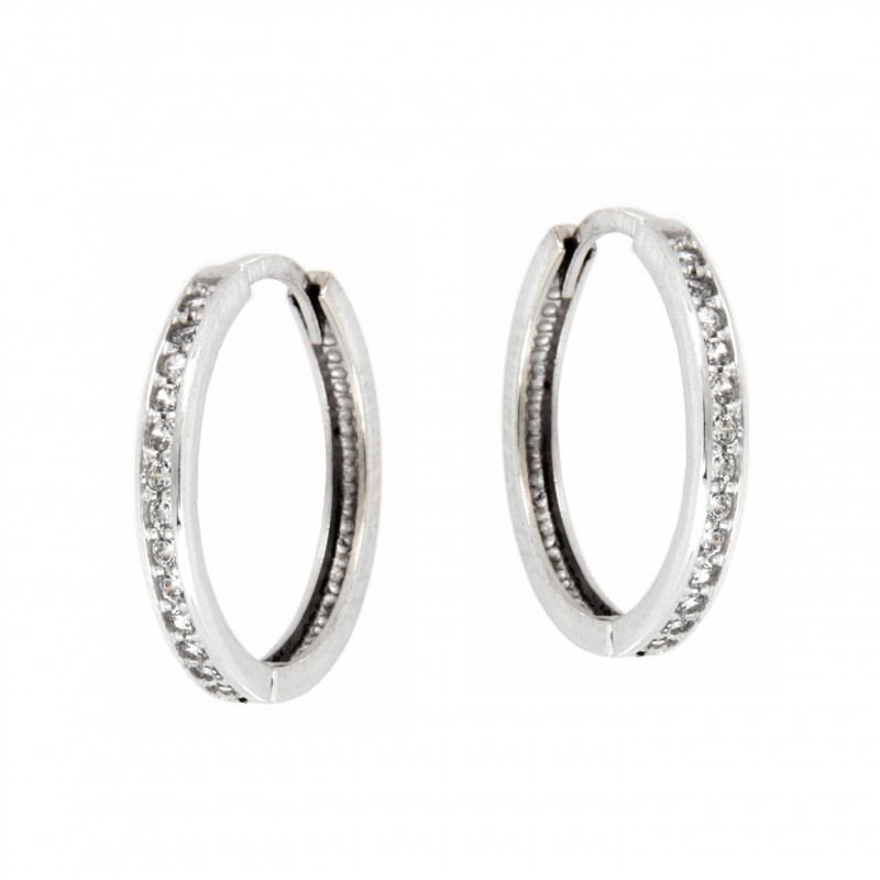 Pendientes aro circonitas oro blanco