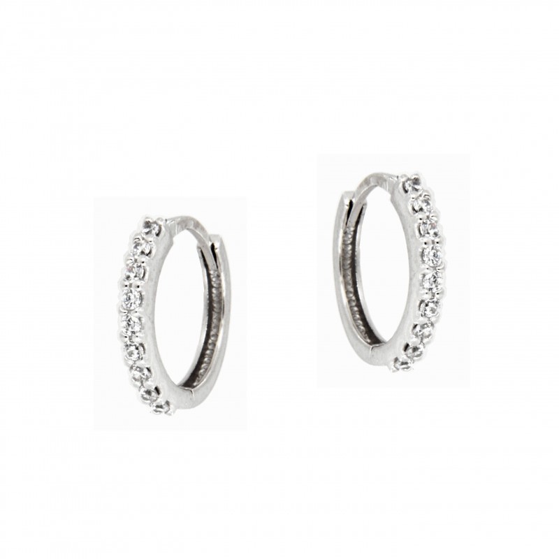 Pendientes aro circonitas oro blanco