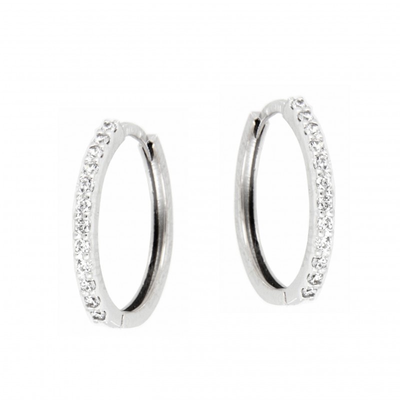 Pendientes aro circonita oro blanco