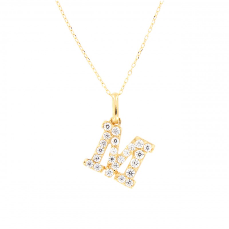 Colgante letra m circonitas con cadena