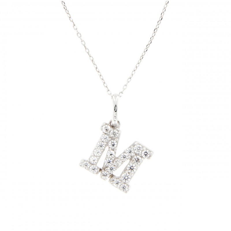 Colgante letra m circonita con cadena ob