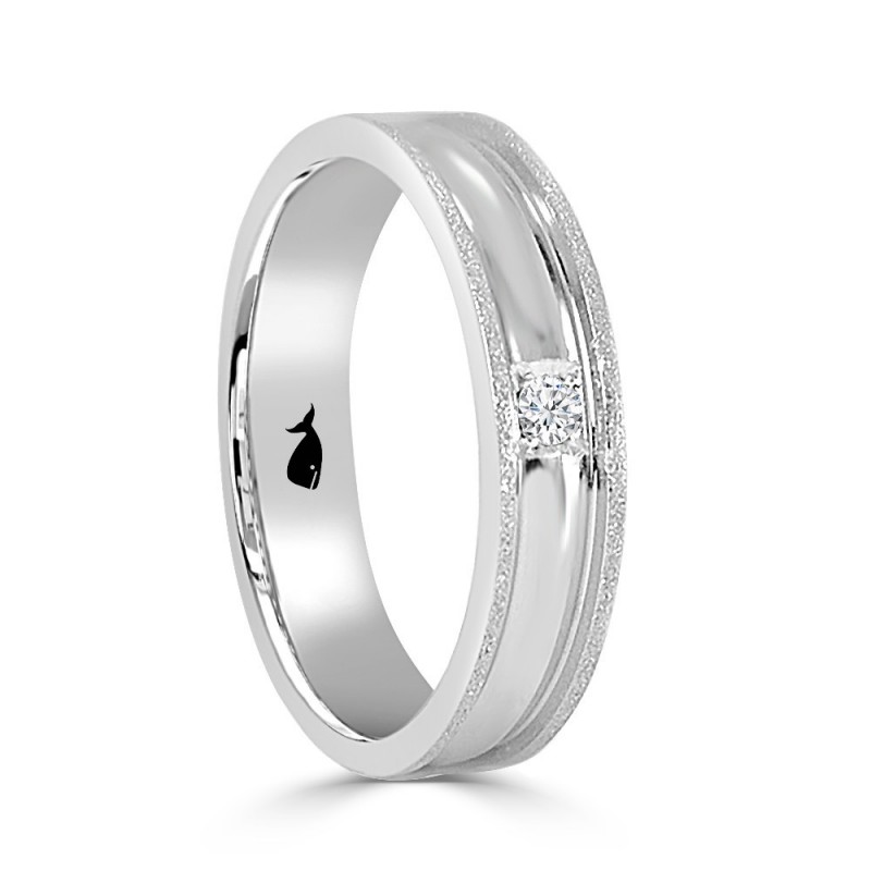 Alianza de plata diamante 1137 - plata 1ª ley 925 certificada