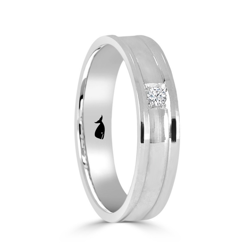 Alianza de plata diamante 1136 - plata 1ª ley 925 certificada