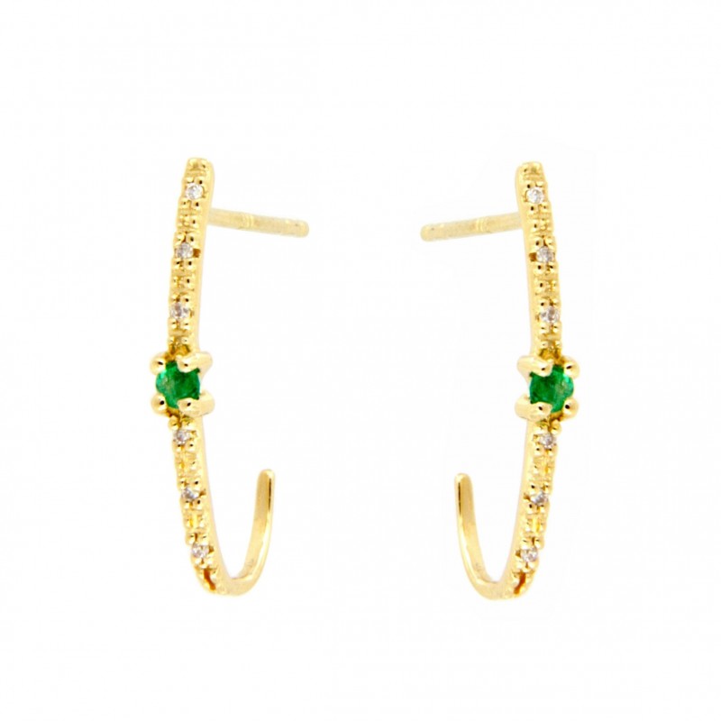PENDIENTES ARO DIAMANTES ESMERALDA