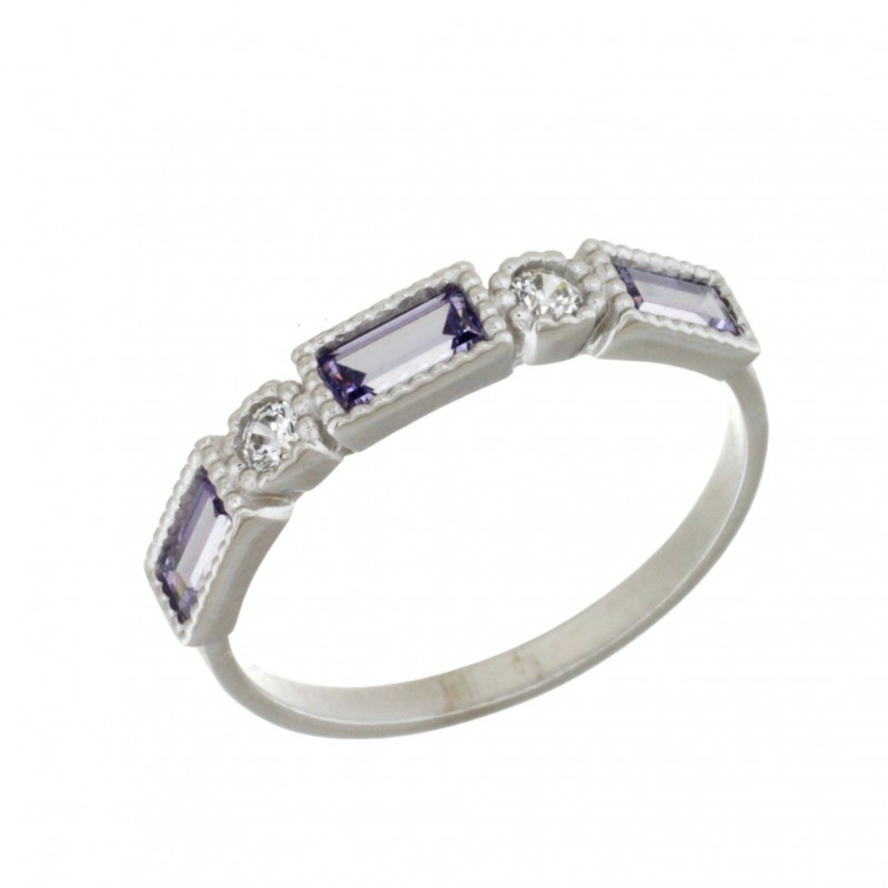 SORTIJA AMATISTA ORO BLANCO