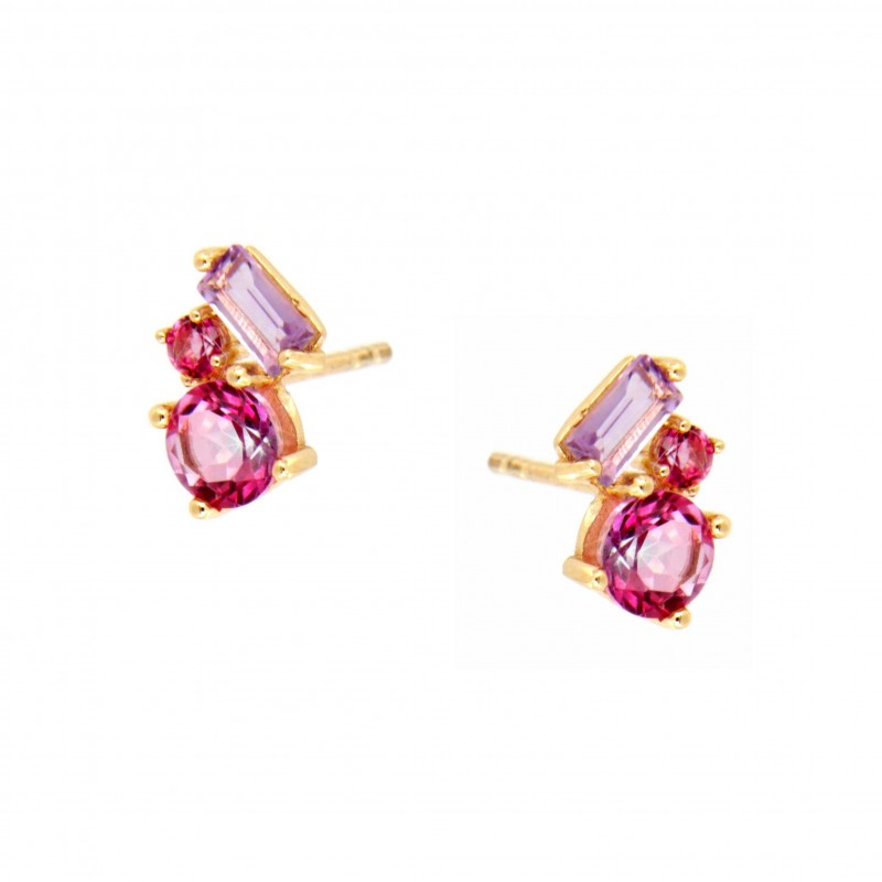 PENDIENTES AMATISTA RODOLITA TOPACIO ROS