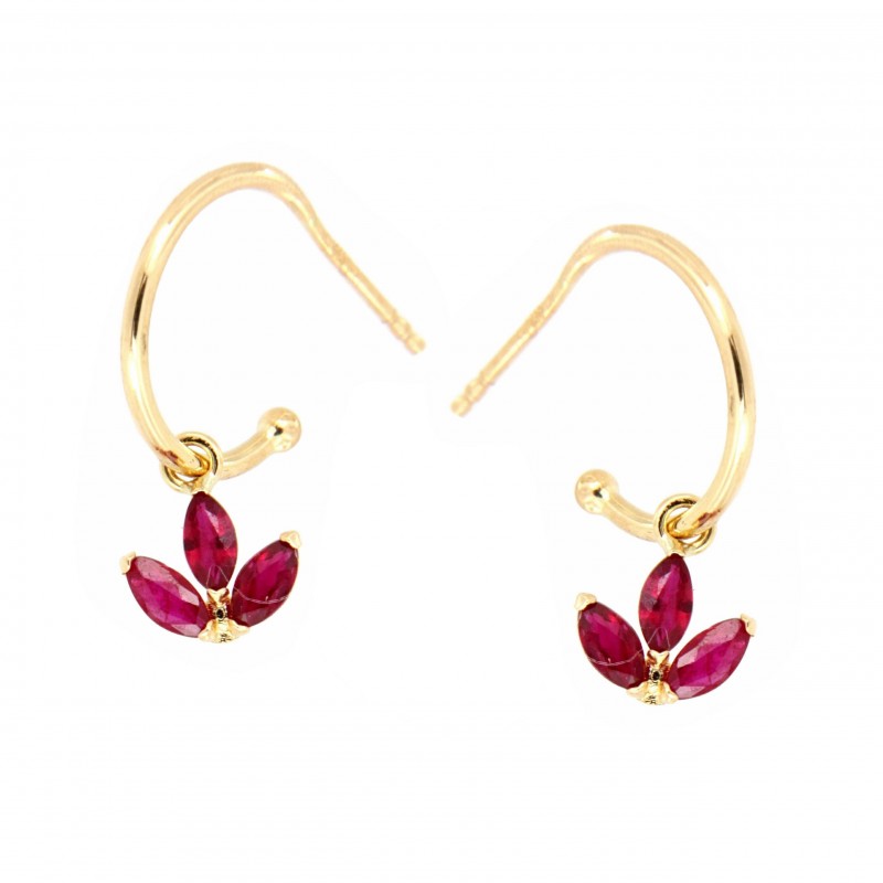 PENDIENTES ARO COLGANTE RUBÍES