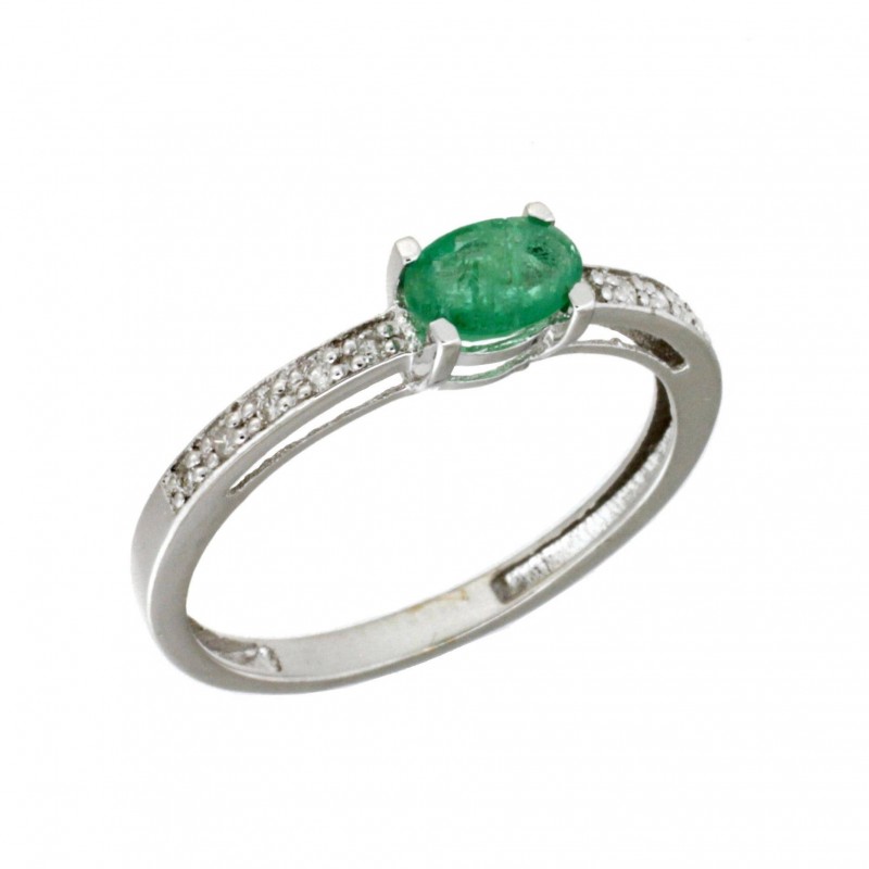 SORTIJA DIAMANTES ESMERALDA ORO BLANCO