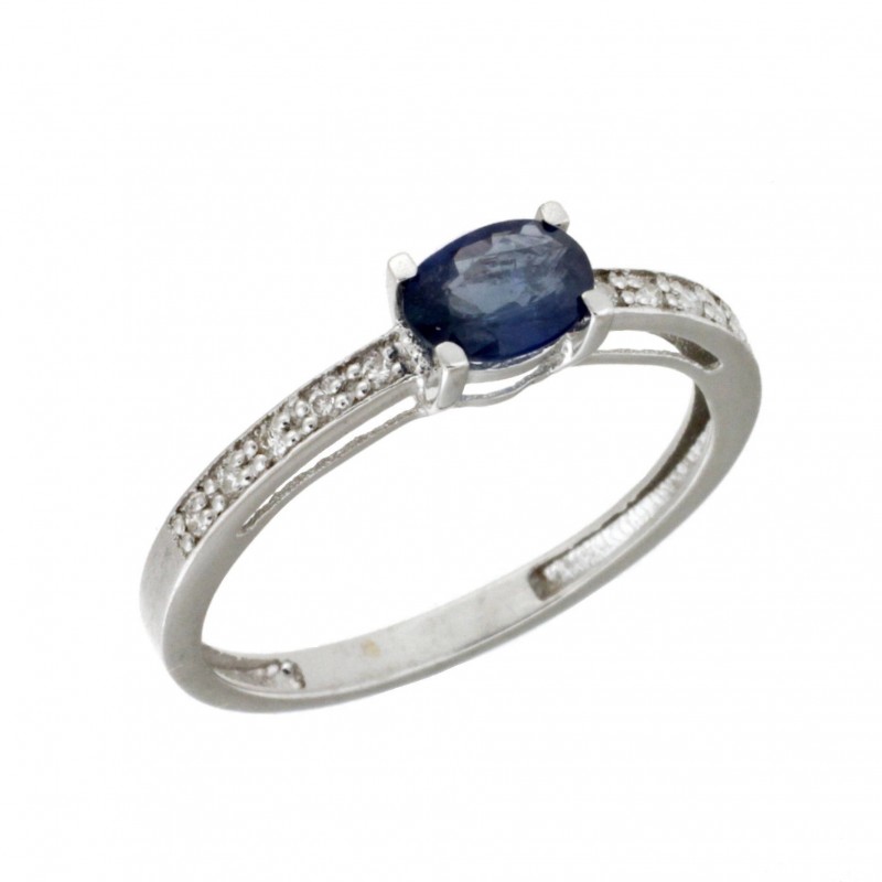 SORTIJA DIAMANTES ZAFIRO ORO BLANCO