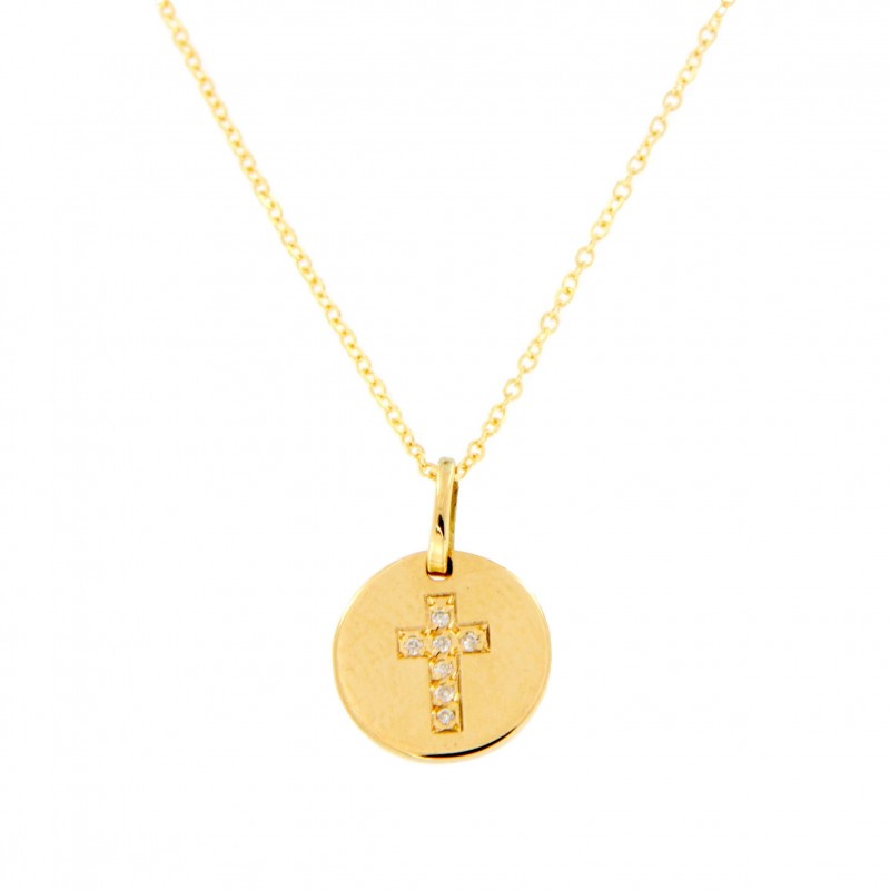 COLGANTE DISCO CRUZ CIAMANTES CON CADENA