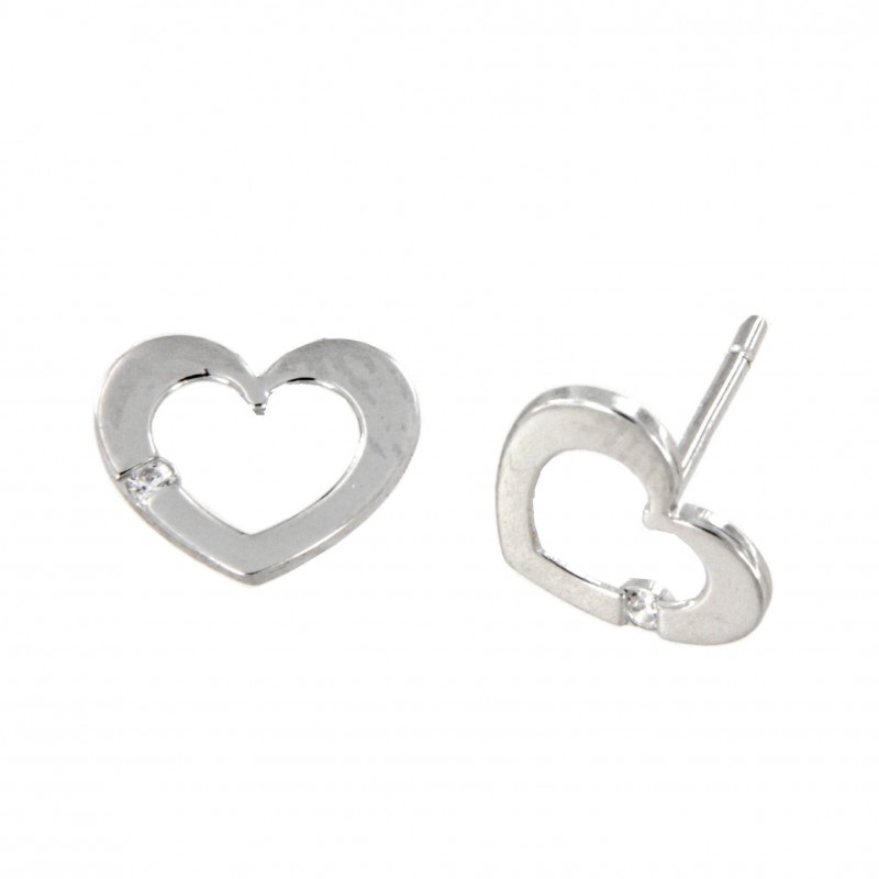 PENDIENTES CORAZON CIRCONITA ORO BLANCO