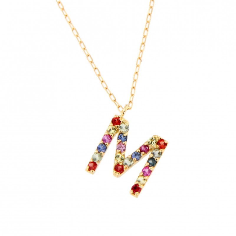 COLGANTE LETRA ZAFIROS COLOR CON CADENA