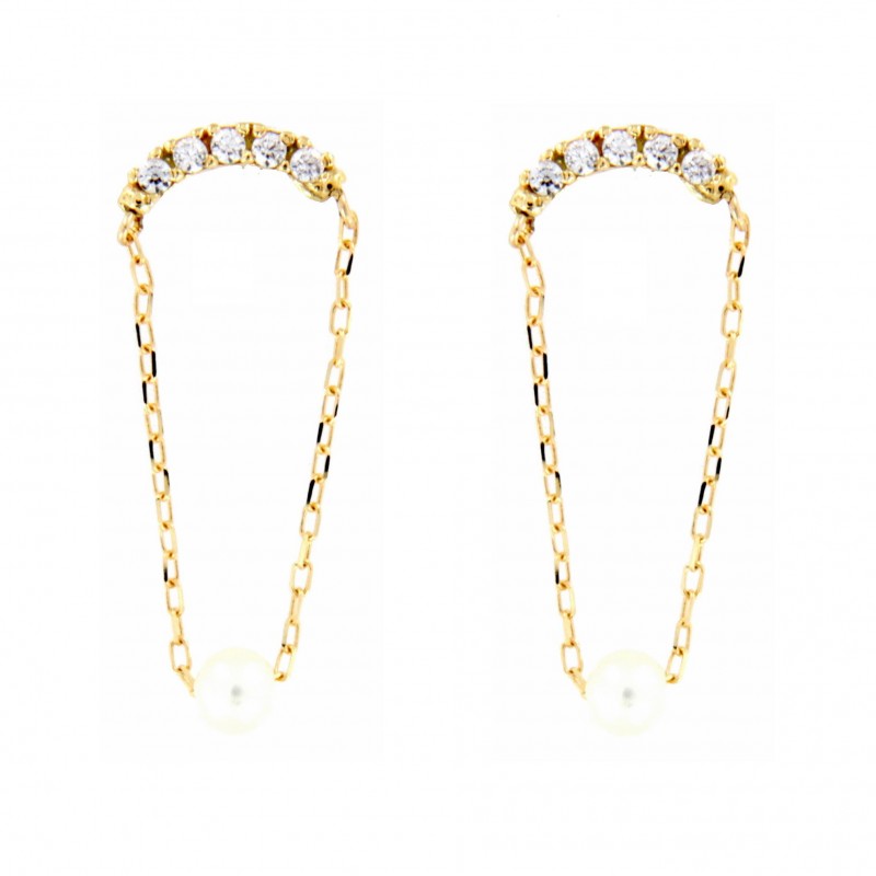 PENDIENTES CADENA PERLA FUNDICION