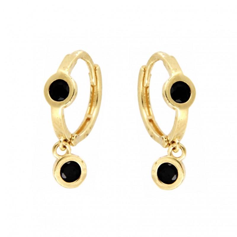 PENDIENTES ARO CIRCONITA NEGRA FUNDICION