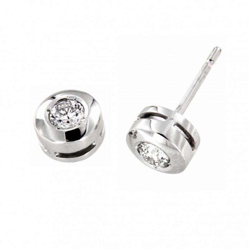 PENDIENTES DIAMANTES CHATON ORO BLANCO