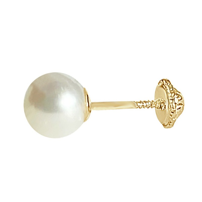 Pendientes de Oro Amarillo 18K con Perla para Mujer 6 mm