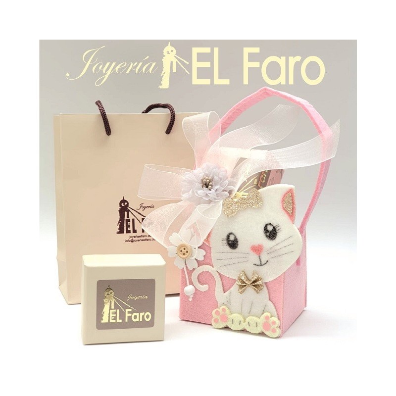 Pendiente oro niña chica con circonitas flor 6,5 mm