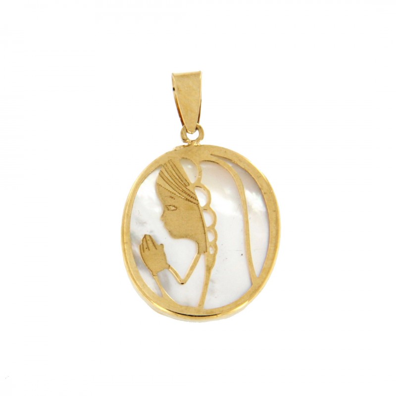 MEDALLA VIRGEN NIÑA NACAR OVAL