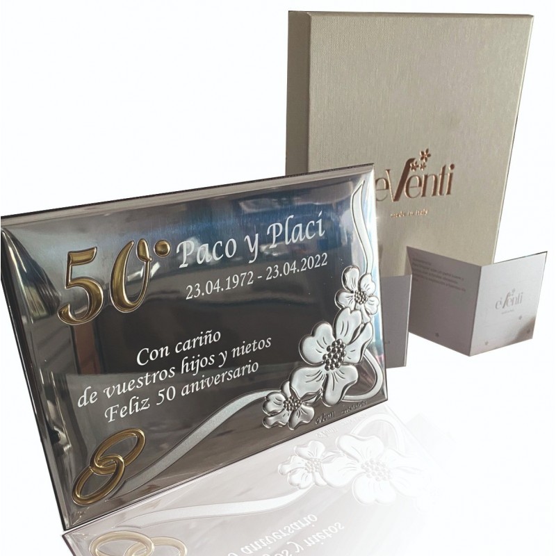 Placa 50 aniversario 13x18 personalizada bodas de oro
