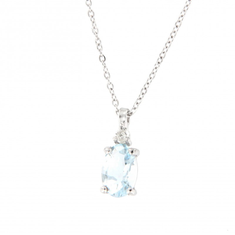 COLGANTE DIAMANTES AGUAMARINA CON CADENA