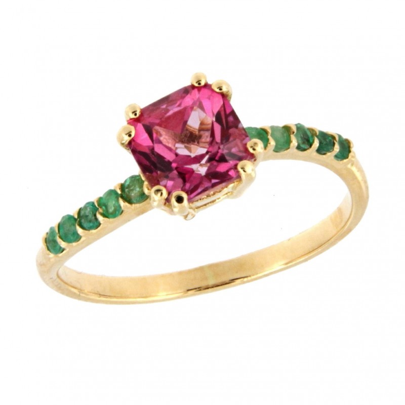 SORTIJA TOPACIO FUCSIA ESMERALDA