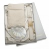 SET BAUTISMO VELA+PAÑO ESPAÑOL+CONCHA M.PERLA 7/419