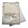 Set Bautizo de concha personalizada, paño de lino y vela