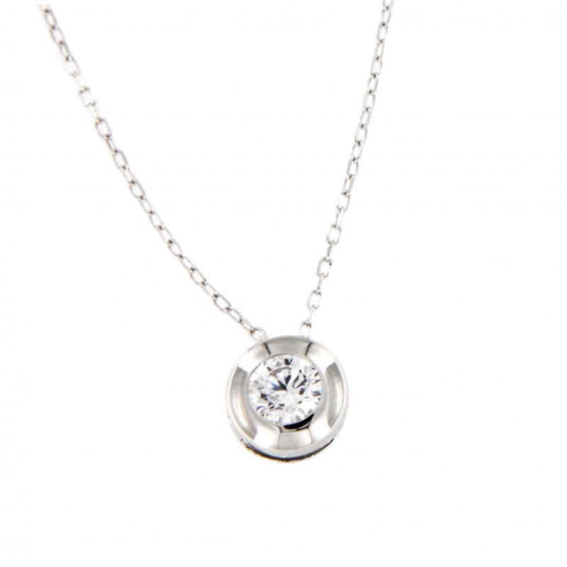 COLGANTE CHATON CON CADENA ORO BLANCO